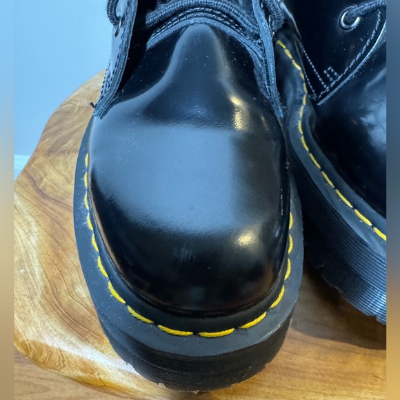 Dr. Martens Jadon Blk Leather Platform Lace-Up Boots with Yellow Stitching Sz. 7 - Picture 9 of 15